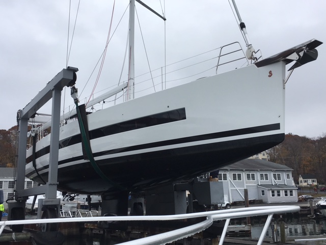 Hauling the Beneteau Oceanis Yacht 62 Hull #1 - Fall 2016
